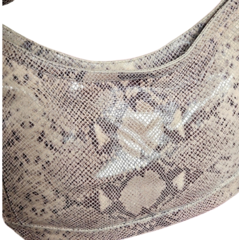 Tory Burch Snake Print Hobo Bag - Cream and Gray - Picture 3 of 6